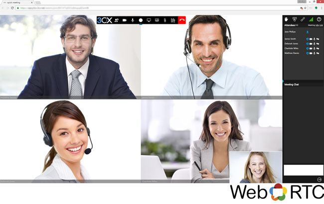 3CX WebMeeting enables clientless video conferencing/presentation from any web browser 3cx web conferencing