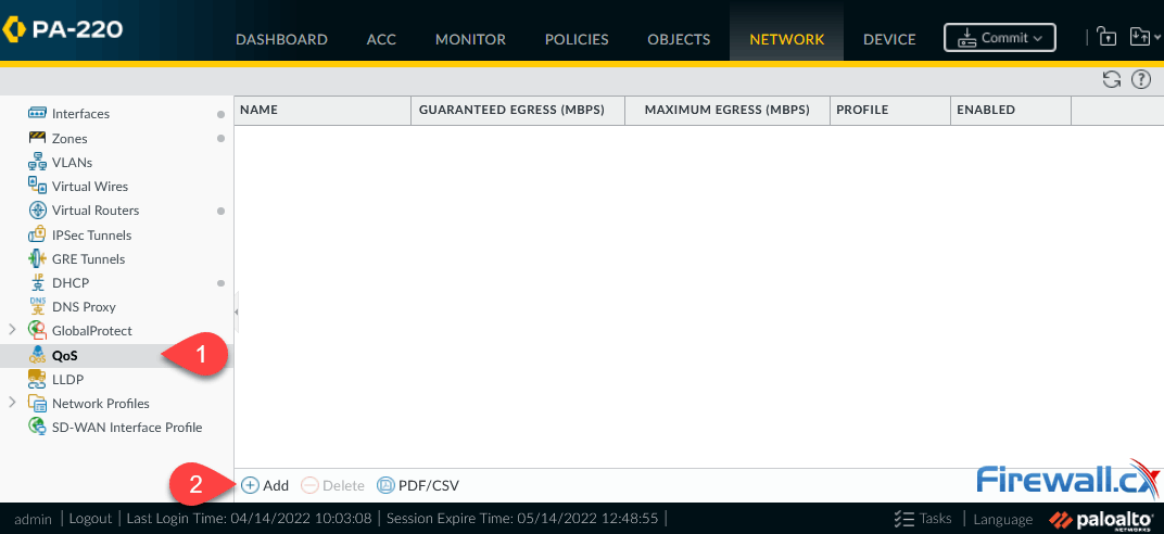 Palo Alto Firewall - Enable and apply QoS profiles