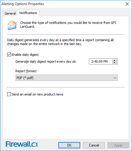 GFI LanGuard Notification Window settings gfi-languard-configure-automated-email-alert-option-4