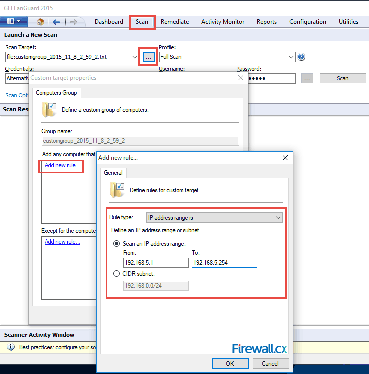 Adding your IP Network – Subnet to LanGuard for scanning