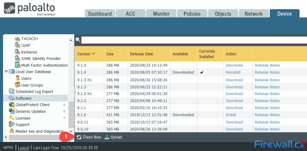 palo alto firewall check for new pan-os palo alto firewall check for new pan-os