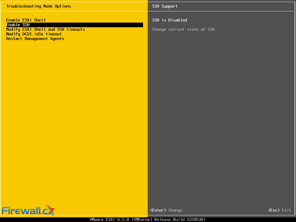 vmware esxi enable ssh via console