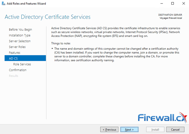 windows ca server installation ad cs